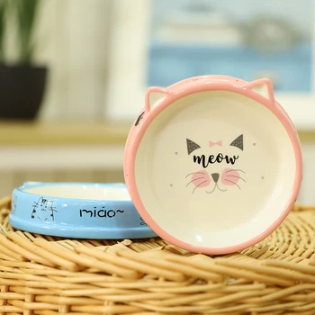 

Fashiopn Pet Ceramic Bowl Cat Head Pattern Pet Food Bowl Cat Bowl Dogs Bowl Dog Feeder Pet Supplies Dog Food Container