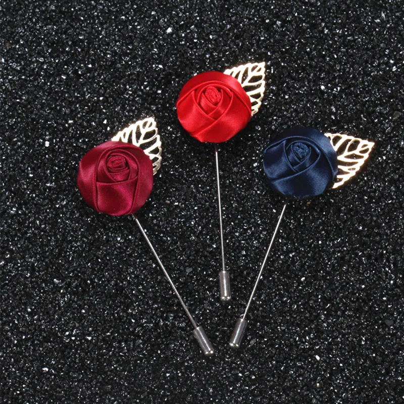 Mdiger Wholesale Novelty Style Red Rose Brooch Bouquet Flower Brooches Lapel Pins Handmade Men