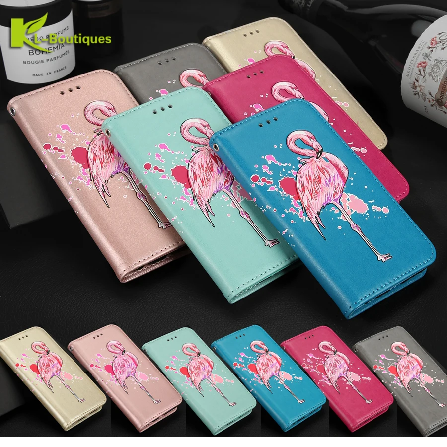 

P8lite Case on sFor Coque Huawei P8 lite Cover for Funda Huawei P8Lite Luxury Flamingo Wallet Flip Leather Protective Phone Case