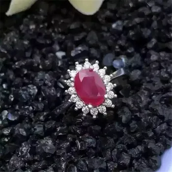 

KJJEAXCMY fine jewelry 925 pure silver inlaid natural ruby lady sunflower ring simple water drop