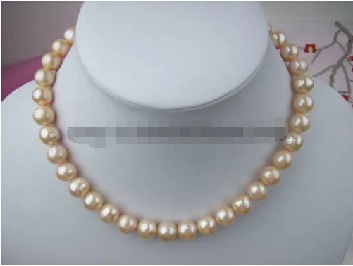 

huge fine natural 9-10mm pink pearl necklace 17''jewelry NEW