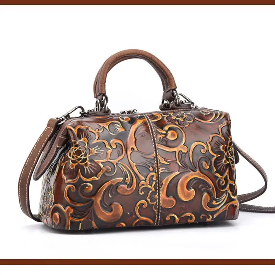 Female Clemence leather Embossed Litchi Grain First Layer Evelyne Bag Personality Rubbing Pillow Bag Good Quality - Цвет: red