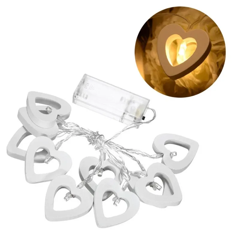 Romantic Wood Heart 1M 10 LED String Light Valentine's Day Lamp Battery Operated Party Wedding Decoration Fairy Lights Romantic Wood Heart 1M 10 LED String Light Valentine's Day Lamp Battery Operated Party Wedding Decoration Fairy Lights
