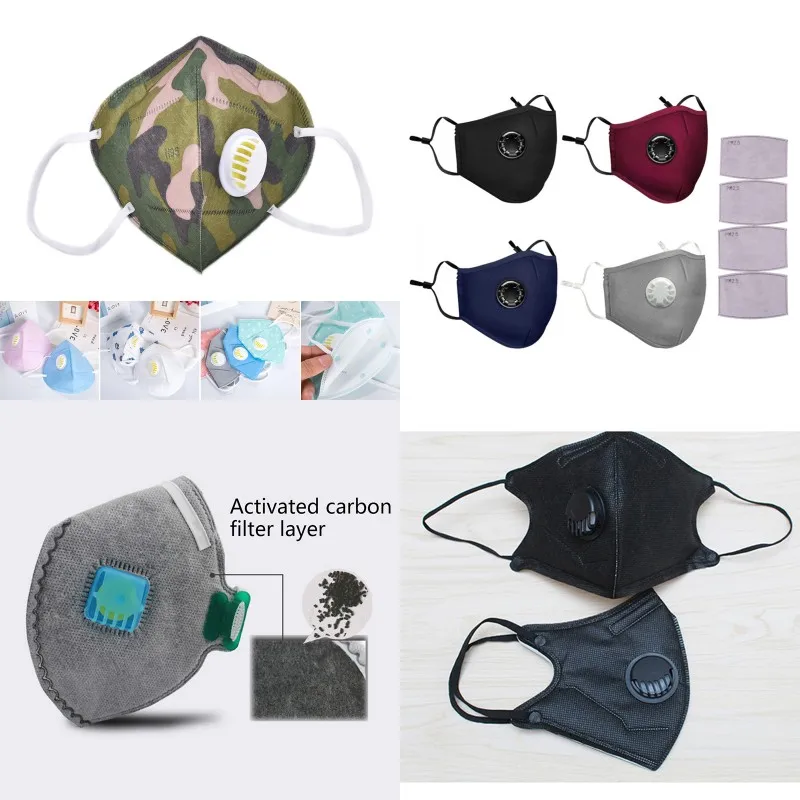 

Black Cotton PM2.5 Anti Haze Mouth Mask Breath Valve Anti-dust Mask Activated Carbon Filter Respirator Mouth-muffle Face Mask
