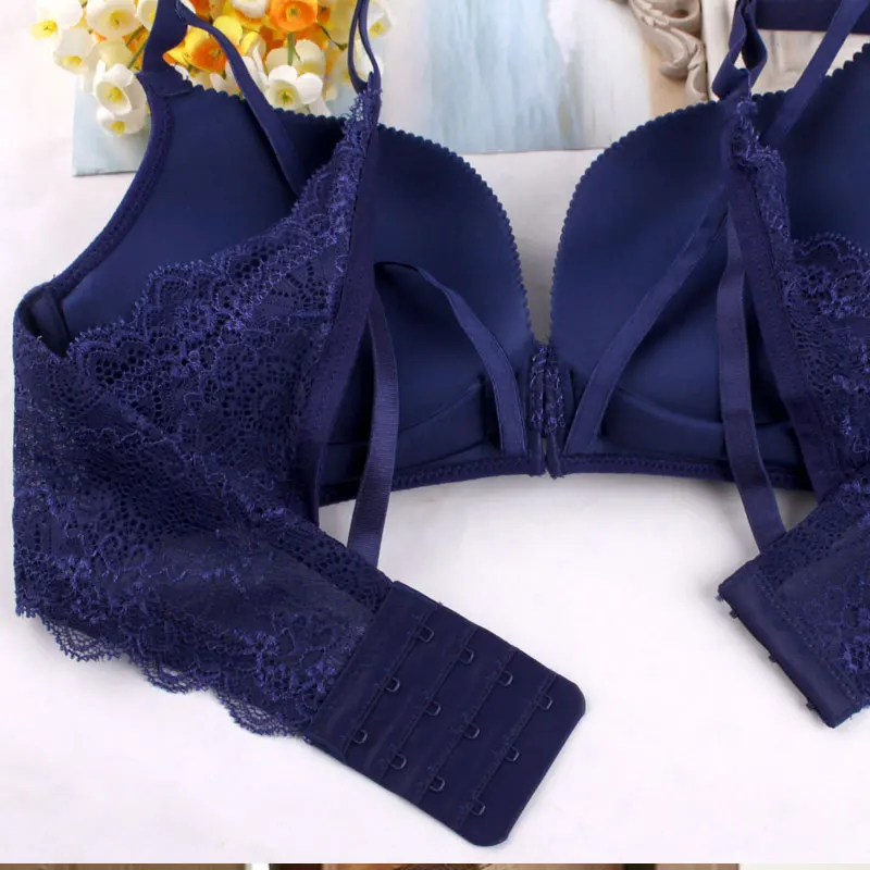 Рисунок сексуальный кружева дамы застежка спереди bralette бесшовное белье