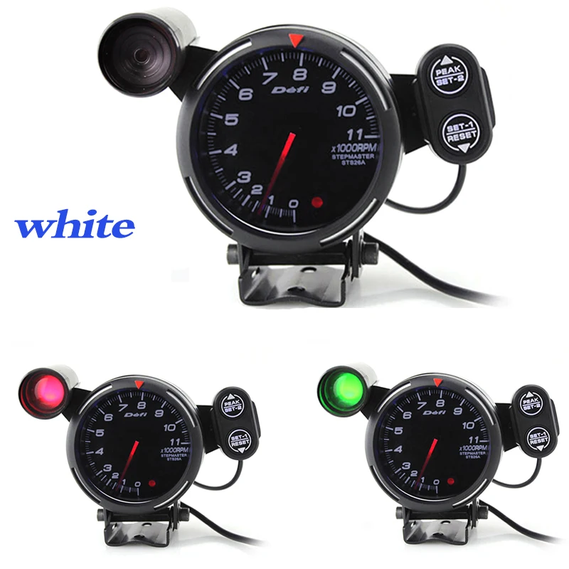 3.5" 11000 RPM Tachometer Gauge Kit Meter For 1 to 8 cylinders with Adjustable Shift Light+Stepping Motor