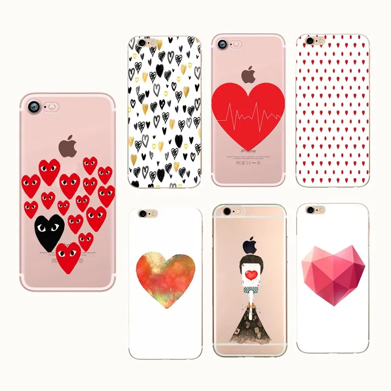 Cute Heart Soft TPU Coque For iPhone 7 8 Case Silicone Fashion Girly Cover 7Plus 8Plus X 6 6S 5 5S SE Love Cases |