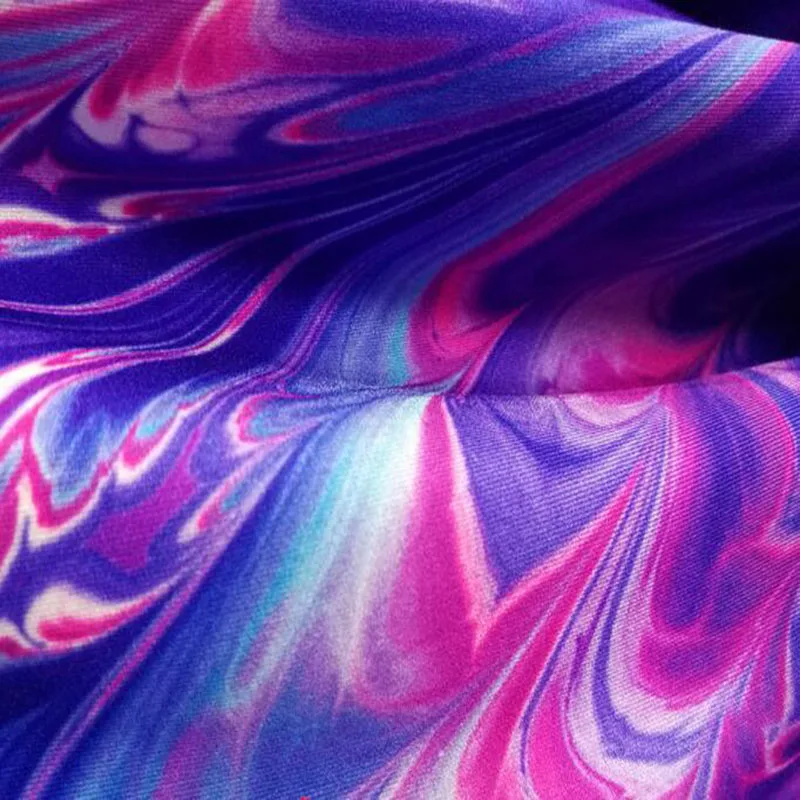 Хорошая фиолетовая стрейч ткань для плавания хлопок/Спандекс Трикотажная Ткань Фиолетовый Пламя печати ткань шитье купальник DIY спортивная одежда