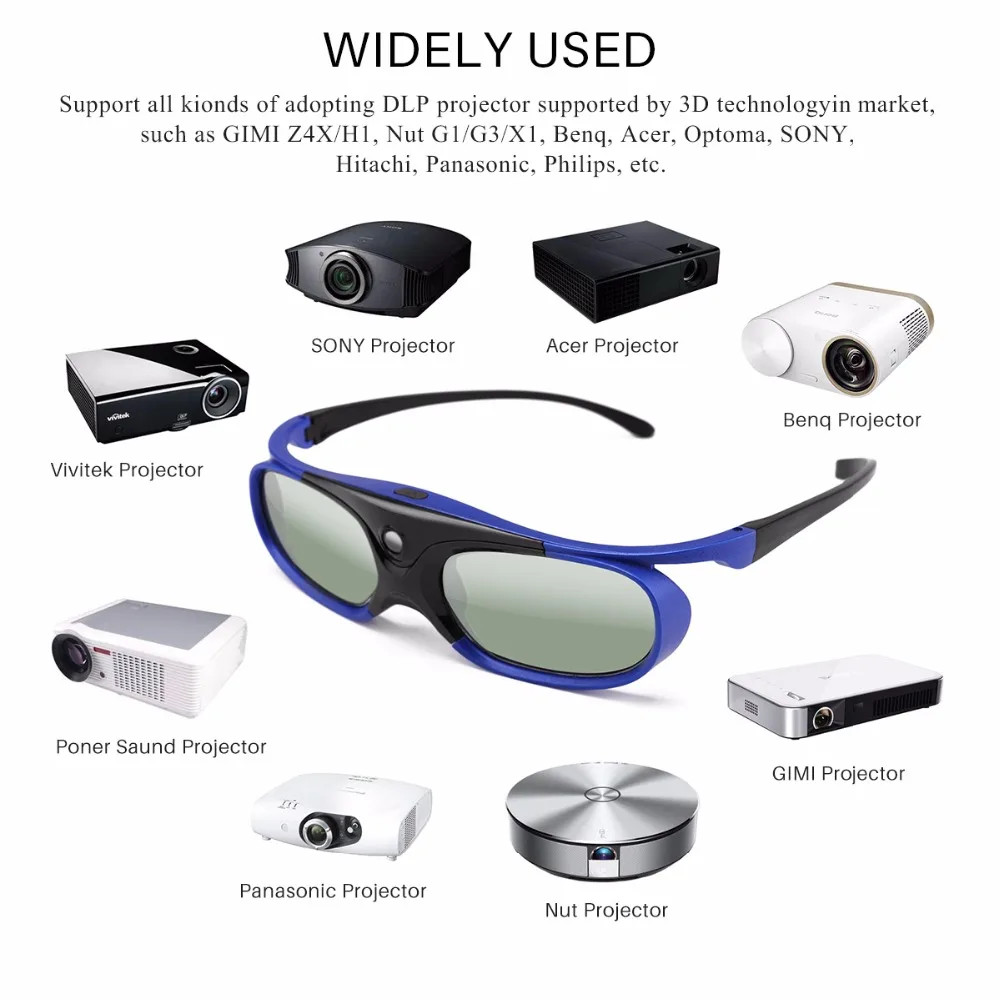 Универсальное DLP соединение с активным затвором 3D очки для Xgimi H1 H1S Jmgo Coolux готовый