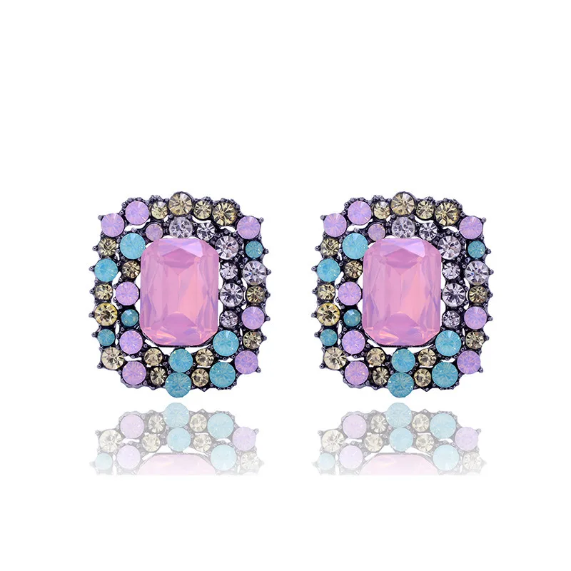 Opal Stone Jewelry 2016 Newest Crystal Stud Earrings for Woman Christmas Party Earrings Factory Wholesale Fast Shipping 4Colors (5)