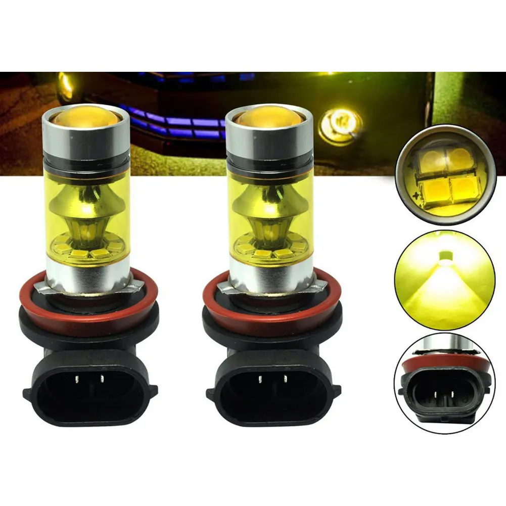

2Pcs H8 H11 H9 4300K Yellow LED Car Fog Lamp Light-emitting Diode Bulb 100W Auto Daytime Running Lamp SMD DRL Bulb Headlight