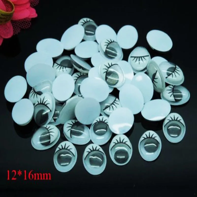 

200pcs/lot Oval White Color With the Eyelashes Eye Activities Moving Eyes Plastic Eyes For Doll Toy 12*16mm