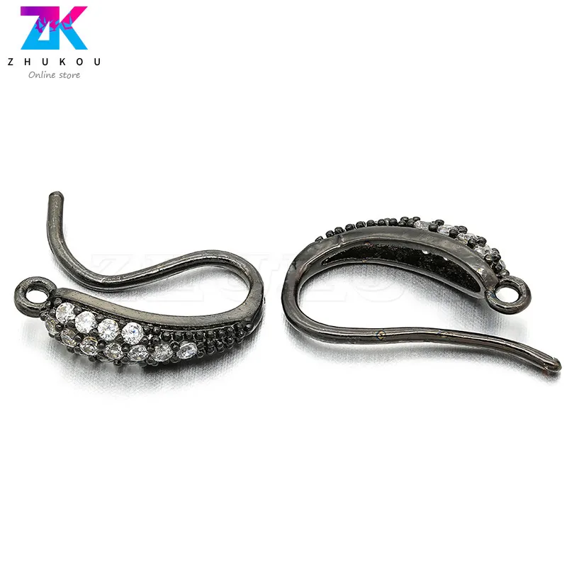 

ZHUKOU 12x18mm Brass Cubic Zirconia Earring Hooks for Women DIY handmade Earrings jewelry accessories Findings model:VE24