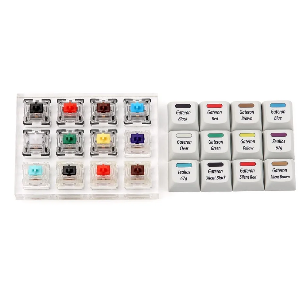 Gateron 12 переключатель тестер содержит mx swithes/бесшумные переключатели/Zealio 67g/Tealio 67g с
