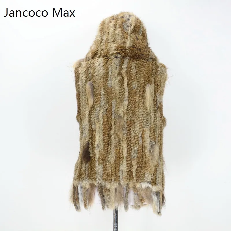 Capuche De Brown Réel black Lapin Hiver Collier Gilet Femmes Raton Tricoté Chaud S1609 Laveur Fourrure Natural Avec Max Jancoco ABwzyqHy