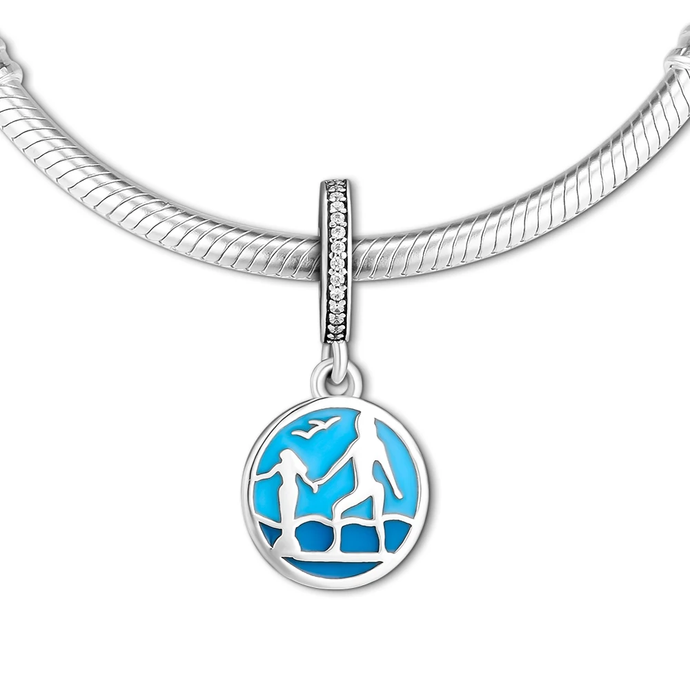 CKK 925 Sterling Silver Human &amp Mermaid Best friend Dangle Charm Fits Pandora Bracelet Charms Necklace for Jewelry Making Gift |