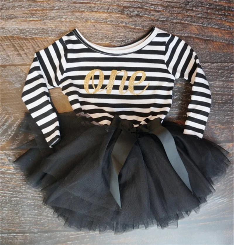 

Autumn Girls Dresses Stripe Baby Kids Clothing For Infant First Birthday Party Wear Tutu Dress Girls Clothes For Newborn 0-2Yrs