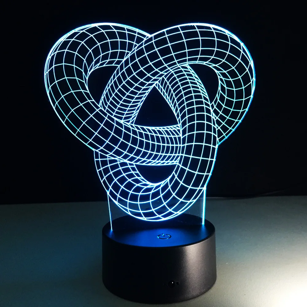  Artistic Abstraction Loop Knot Modern 3D USB Night Light Colorful LED Desk Table Light Lamp For Hom