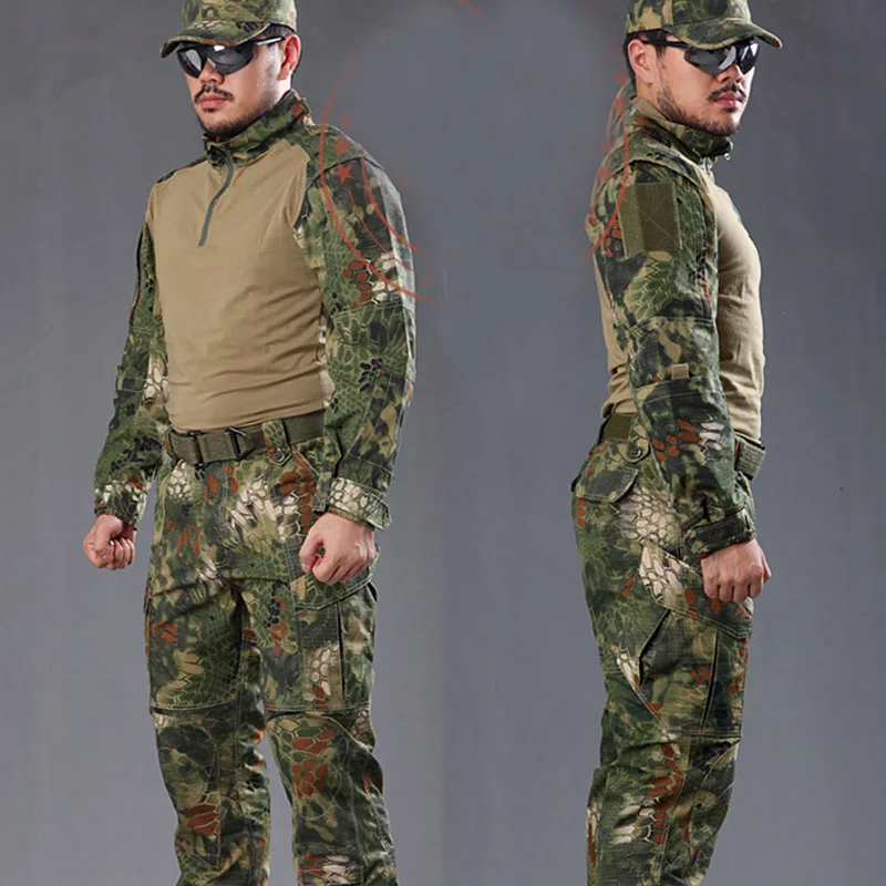 

Man Snake Camouflage Military Uniform Army SWAT Equipment Tactical Combat Airsoft Suit Pants Shirts Hunting Clothes