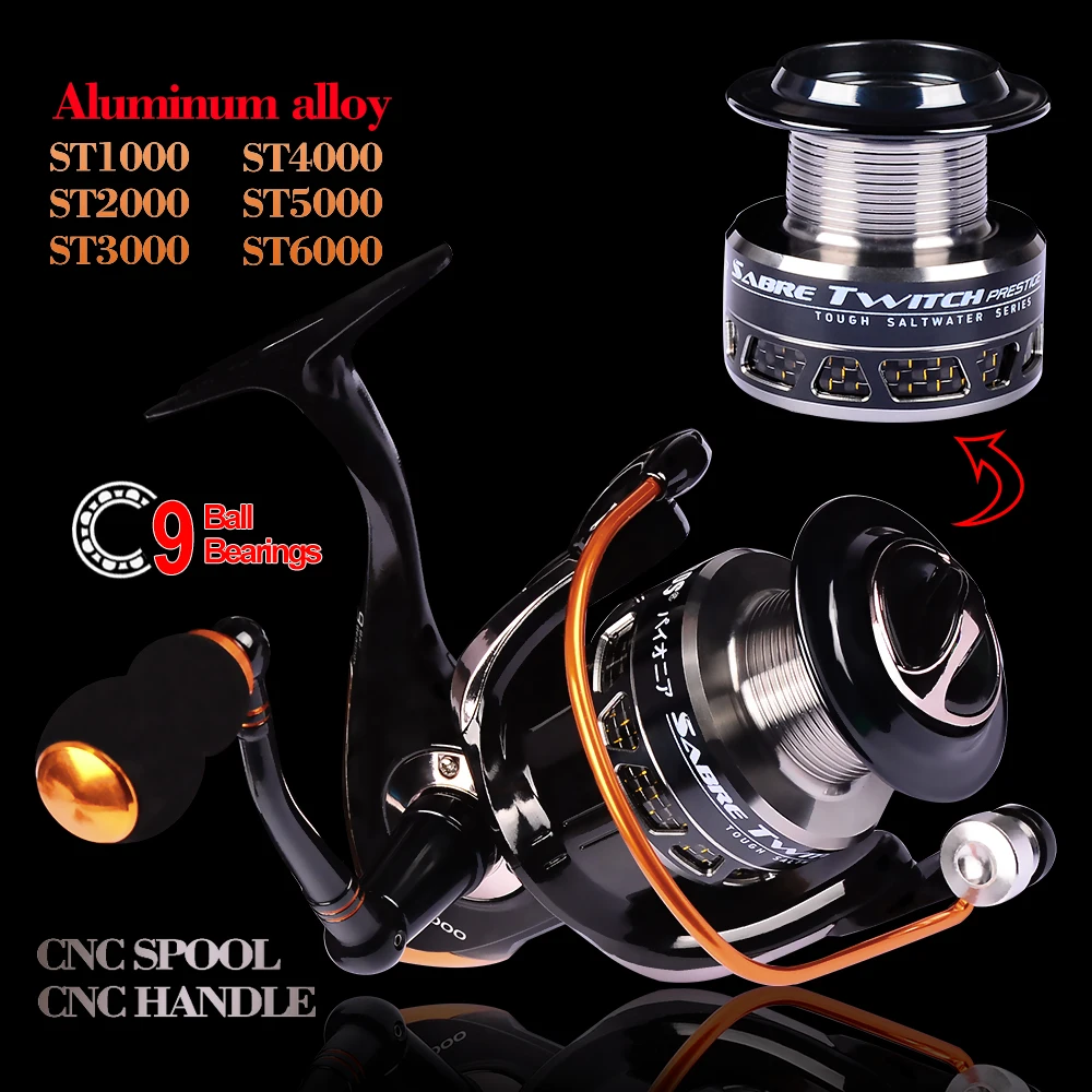 

Aluminum Alloy Fishing Reel 9-19KG Max Drag Sea Boat 1000-6000 Spinning Reel 8+1BB Anti-Seawater Stainless Steel Bearing Reel