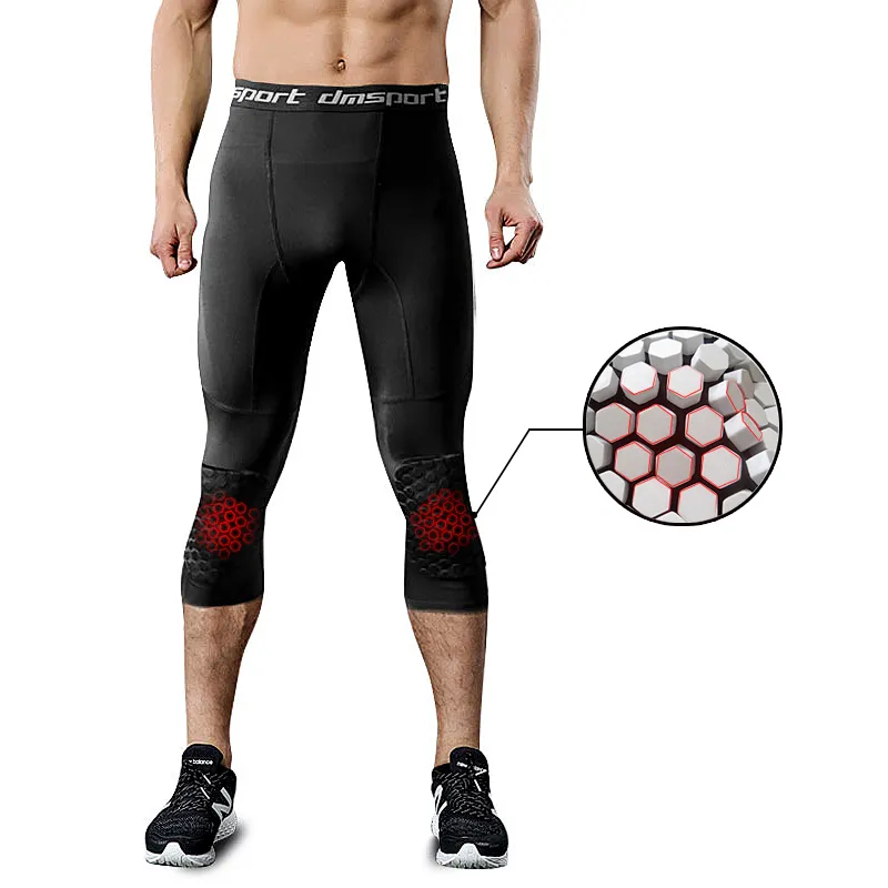 Men/'s Compression 3//4 Running Workout Collants Basketball Football Cropped Pants