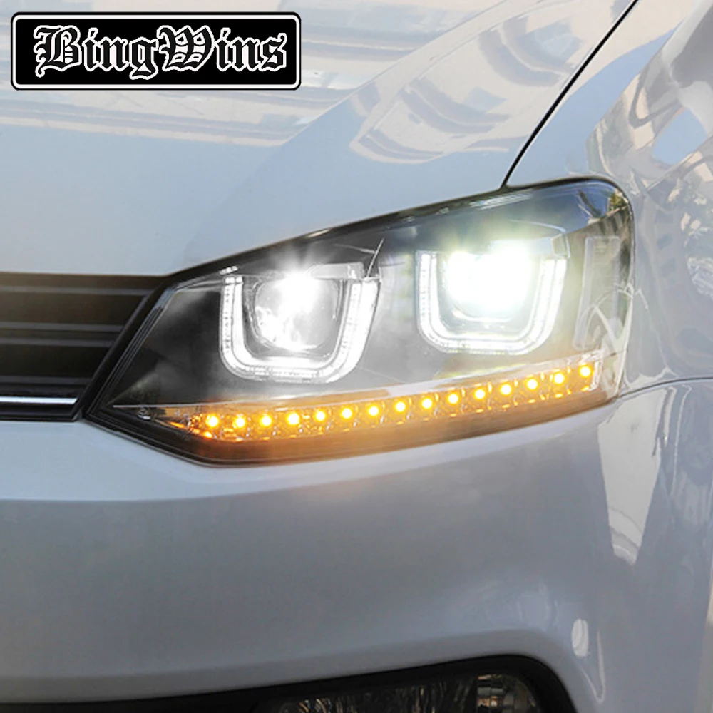 Car Headlamp for VW Polo Headlights 2011 2018 GTI LED with Dynamic turn signal Headlight DRL Bi