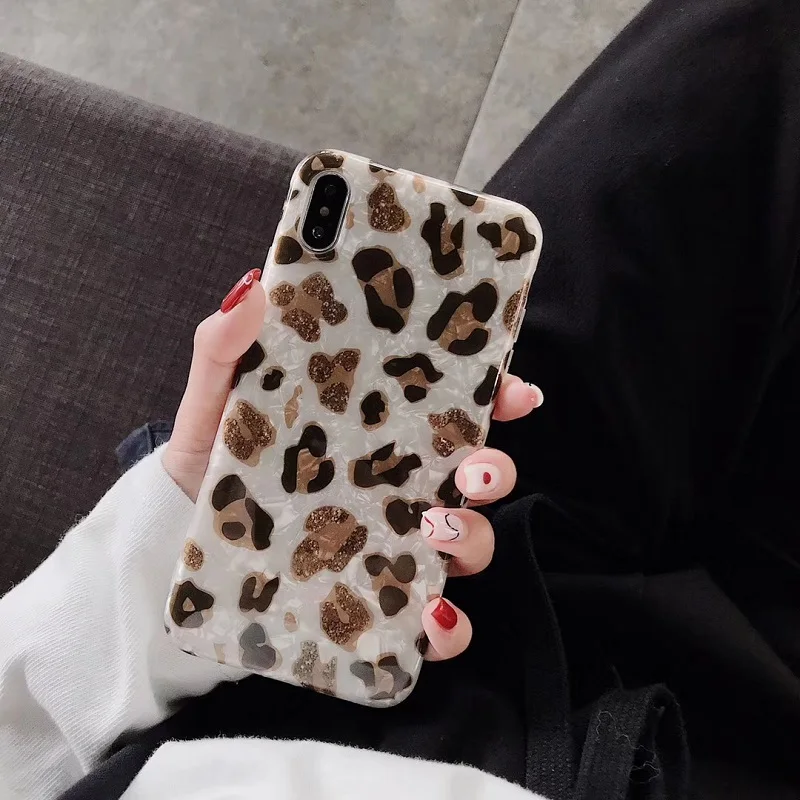 

Tiger Leopard Print Panther Soft Phone Case For IPhone X XR XS 8 7 6S 6 Plus XS MAX Conch Shell Soft Protector Phone Cover
