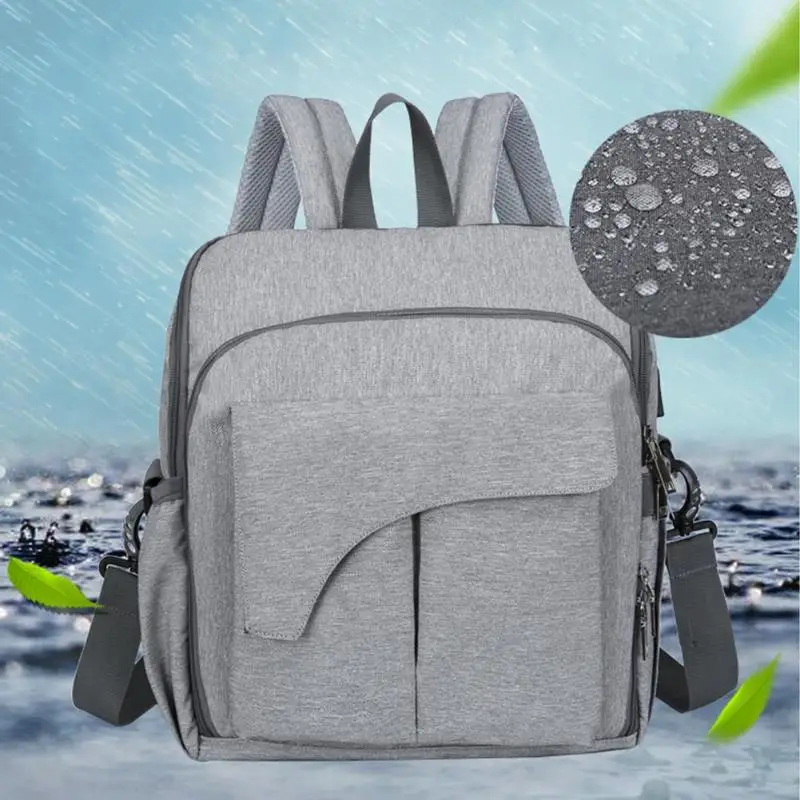 Мода Мумия материнства подгузник сумка складной Водонепроницаемый USB Мумия пеленки мешок площадку столовая сиденье для беременных и