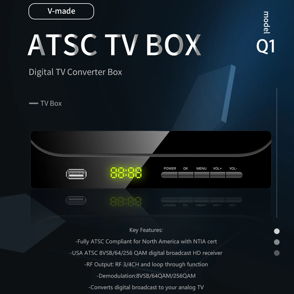 Vmade HD 1080P Цифровая ТВ коробка высокой четкости DVB ATSC наземный приемник H.264 MPEG4 Поддержка AC-3 DVB телеприставка Южная Корея