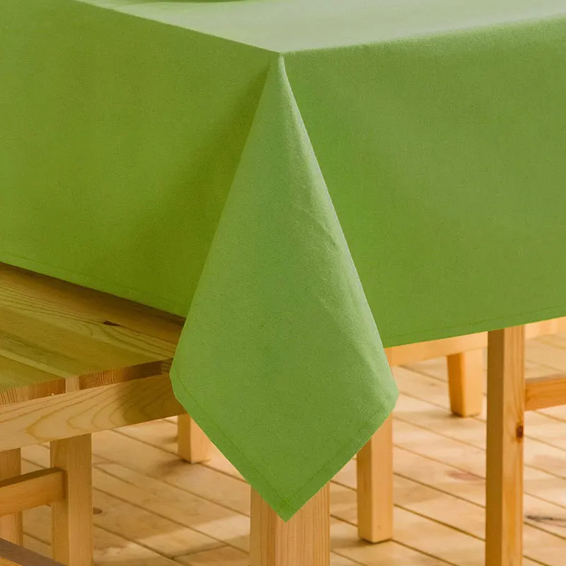 

Modern canvas fabric solid tablecloth rectangle square dark coffee red blue green beige table cloth custom