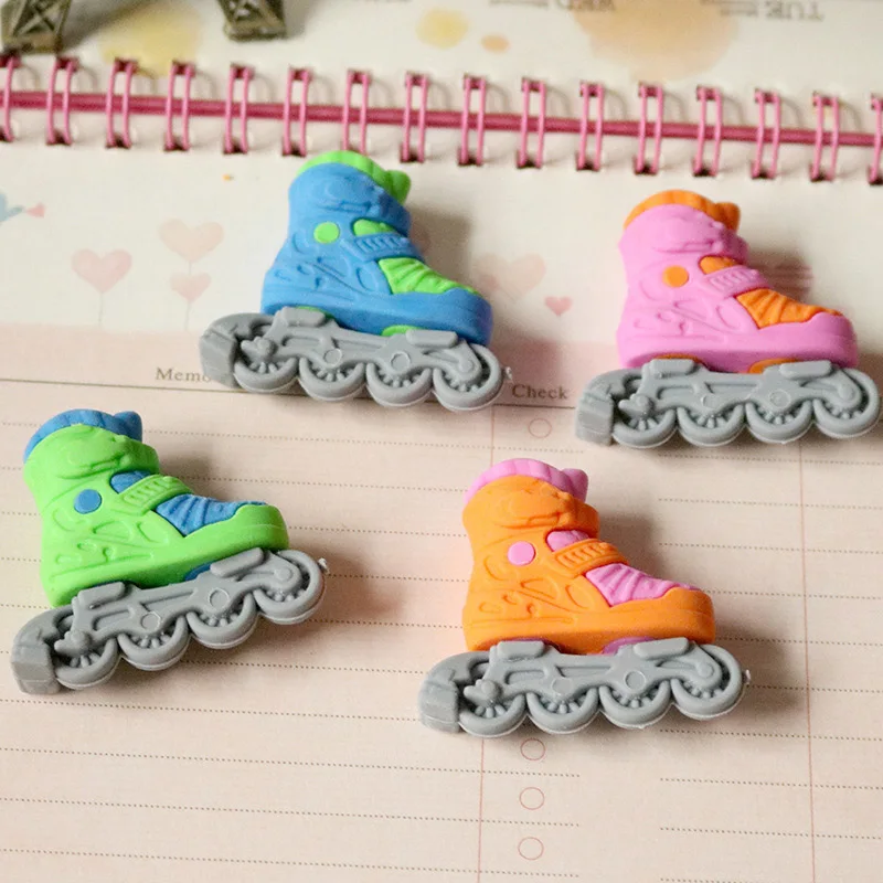 1pc Cute Kawaii Creative Roller Skates Design Pencil Rubber Eraser Student Supplies School Stationery for Kids Toys Prize Gift