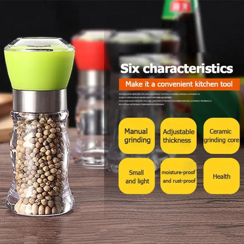 

Kitchen Grinding Bottles Tools Manual Grinding Bottle Salt Pepper Mill Grinder Spice Container Condiment Jar Holder