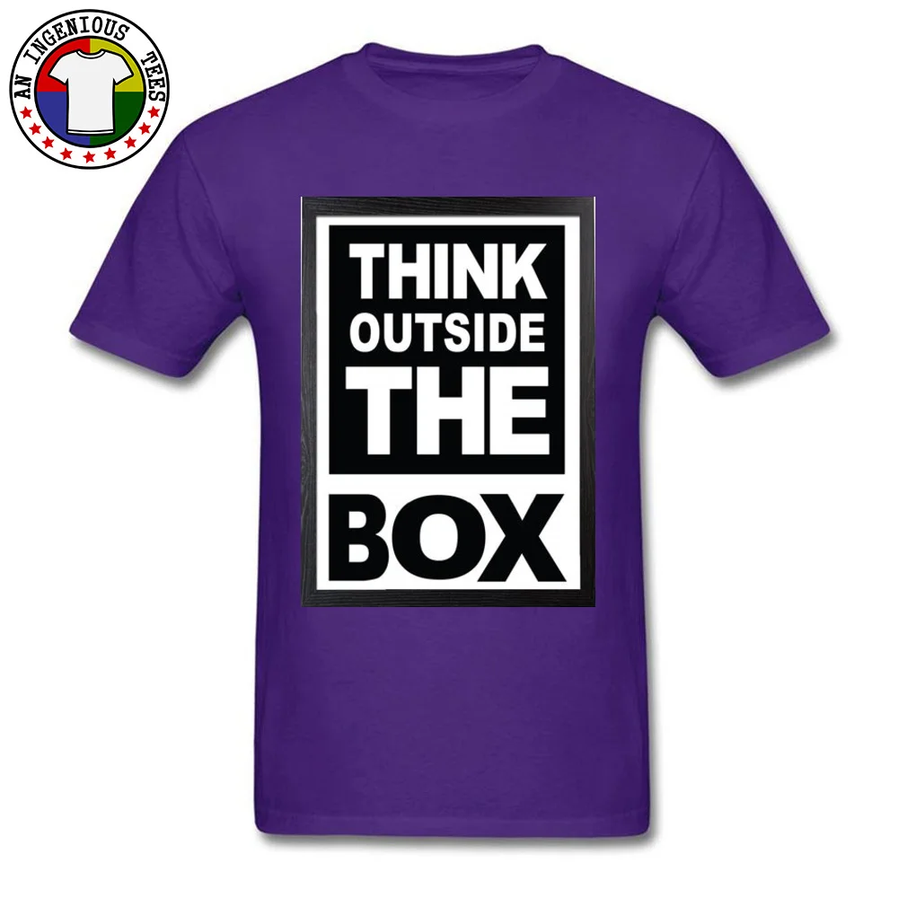 2018 Hot Sale Man T Shirt think outside the box 4 Gift T Shirts 100% Cotton Short Sleeve Leisure Tee-Shirt Crewneck think outside the box 4 purple