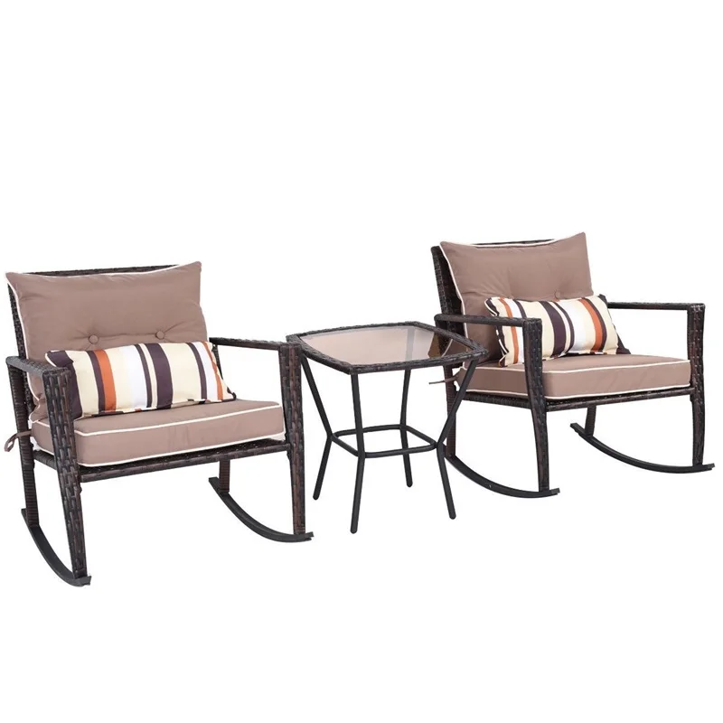 3 Pcs Patio Rattan Wicker Furniture Set Rocking Chair Coffee Table Modern High Quality Garden Outdoor Patio Furniture Hw57335 Aliexpress