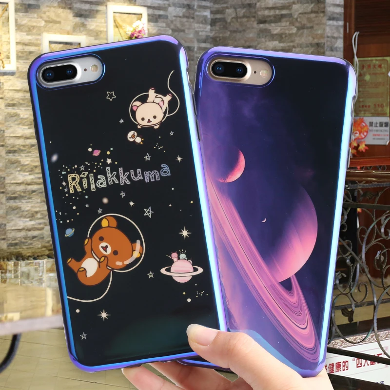 Yikola soft TPU silicon phone case for iPhone 7 case for iPhone x blue light cover for Apple iPhone 7 8 6 6S plus shell
