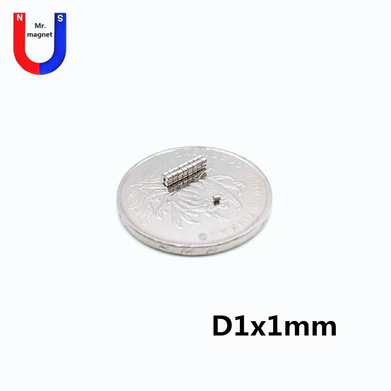 

200pcs 1x1 Mini small disc strong magnet 1x1 mm rare earth neodymium magnet D1*1mm NdFeB cylinder crafts magnet hot sale