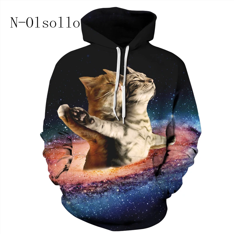 

N-olsollo Titanic Cat 3D Galaxy Printed Womens Hoodies Pullovers Harajuku Kawaii Clothes Long Sleeve Broadcloth Casual Pullover