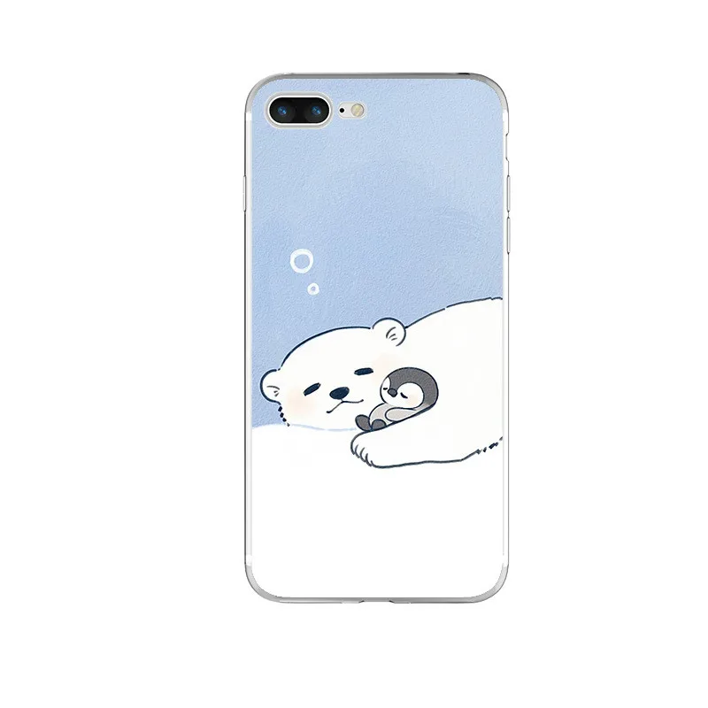 Милый белый медведь Пингвин мягкий силиконовый прозрачный ТПУ чехол для iphone 6 6S 7 8 Plus 5 5S SE X Xs XsMax Xr чехол для телефона s Coque Capa - Цвет: 1