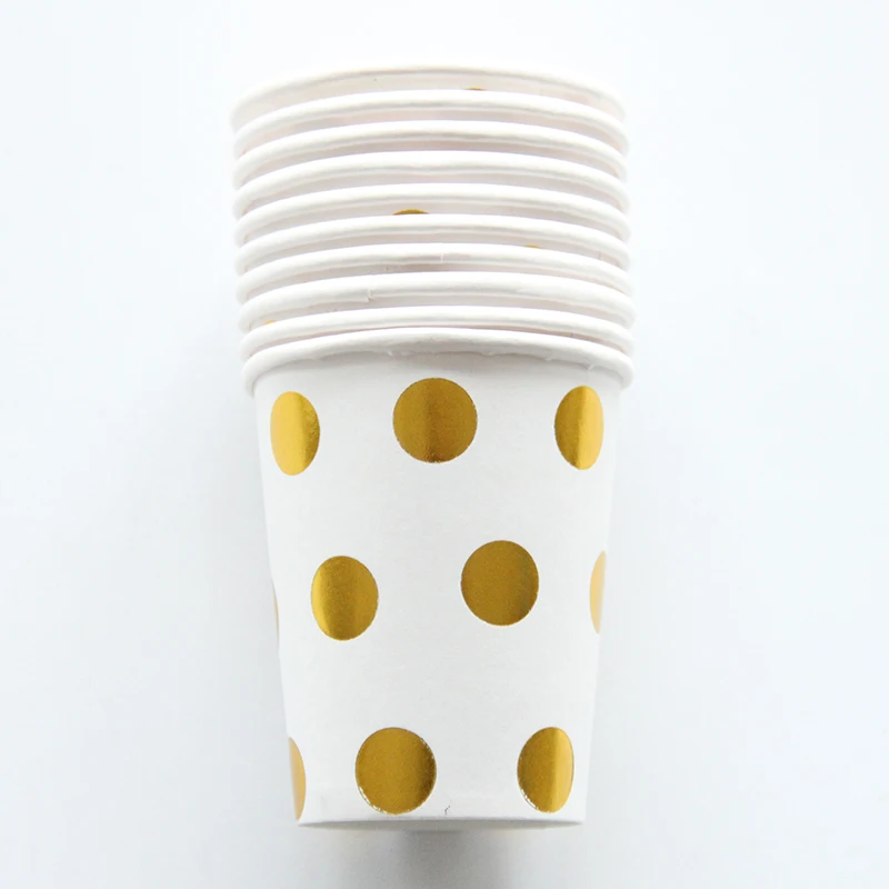 

10pcs/lot Gold Point Party Supplies Paper Cup Cartoon Birthday Decoration Baby Shower Theme Festival For Kids Girls Boys