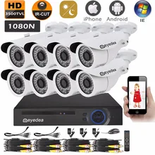 Mother’s Day Eyedea 8 CH 1080N Phone View DVR 3500TVL CMOS Night Vision Outdoor White Waterproof CCTV Security 8 Cameras System