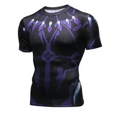 Avenger League Короткие рукава трико Пантеры фиолетовые эластичные мужские футболки для фитнеса и бега спортивный Топ Спортивная одежда