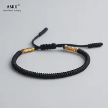 

AMIU Tibetan Buddhist Lucky Charm Tibetan Bracelets & Bangles For Women Men Handmade Knots Black Rope Christmas Gift Bracelet