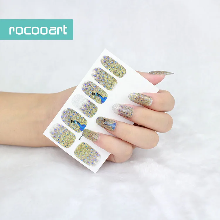 

Y5123/Becautiful Gold Peacock Nail Art Designs Finger Nail Wraps Nail Art Adhesive Manicure Bling Nail Sticker for Women