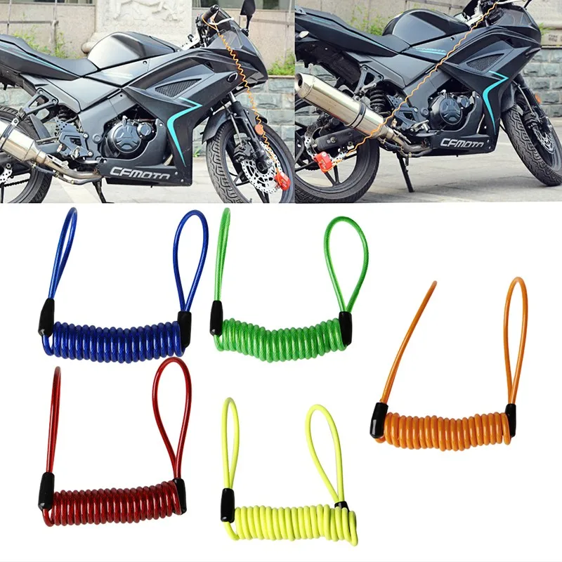 

Motorcycle Motorbike Disc Lock Spring Reminder Quad Cable Scooter Bike Rope New