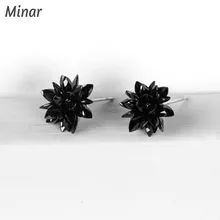 Шикарные черные серьги с цветами для Женская циркониевая серьги с цветком маленькие классические украшения Винтажные серьги-гвоздики с цветами