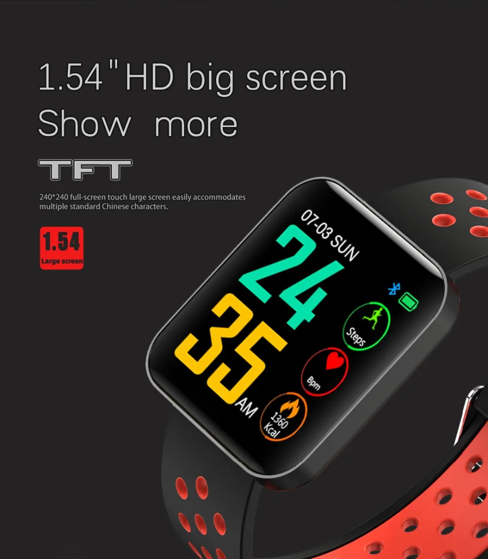 

2019 S88 1.54 inch HD color screen Smart Watch Blood Pressure Heart Rate Sleep Tracker Fitness Smartwatch connect Android Iphone