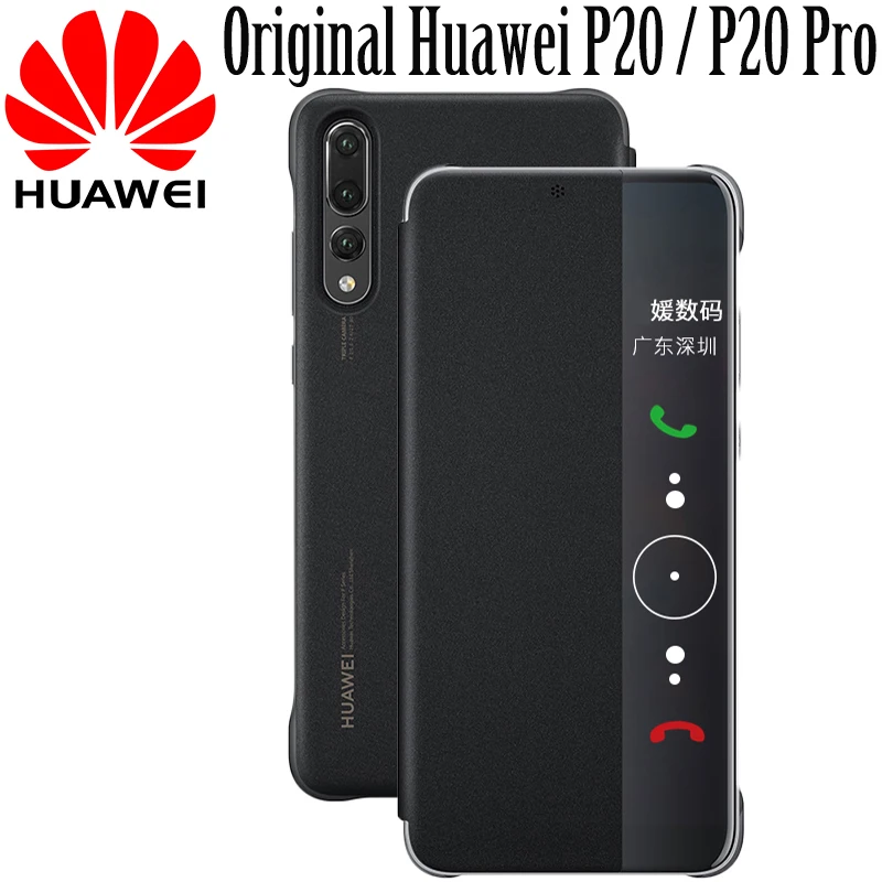 Huawei P20 pro case clear view Smart touch view flip cover 100% original official Huawei P30 Pro leather flip phone case funda
