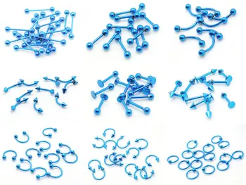 

fashion blue color tongue lip nose eyebrow captive rings circular cbr mix body piercing jewelry wholesale lot