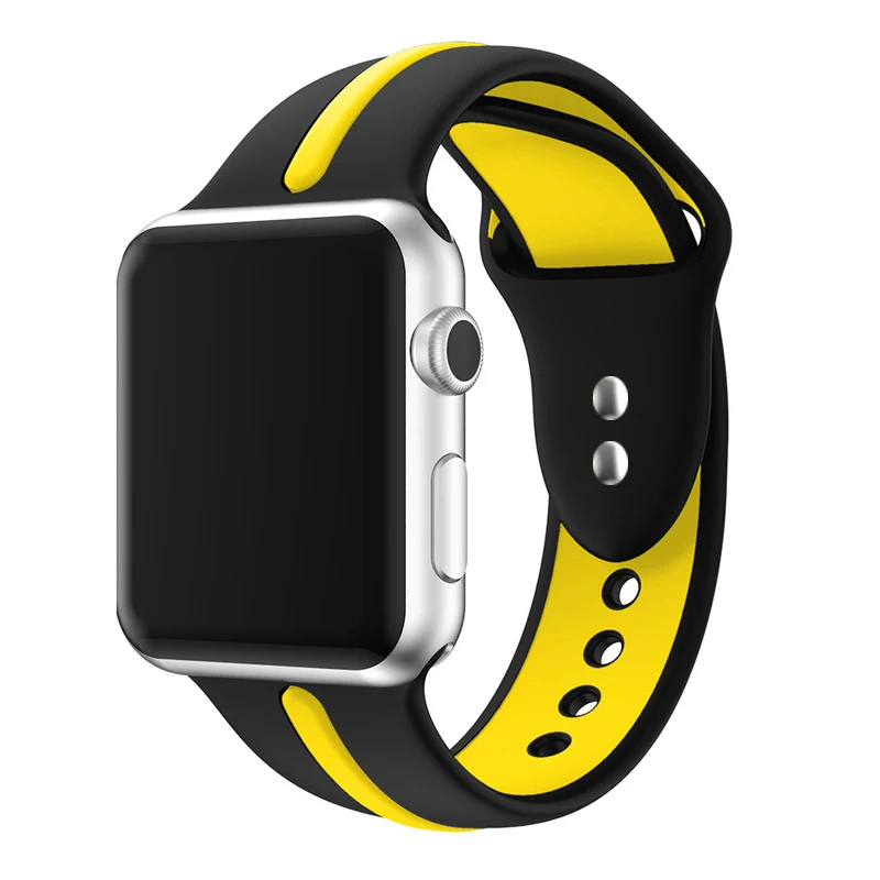Ремешок для часов apple Watch band apple watch 5 4 band 44 мм iwatch band 42 мм correa 38 мм 40 мм силиконовый ремешок для часов pulseira 3 - Цвет ремешка: black yellow