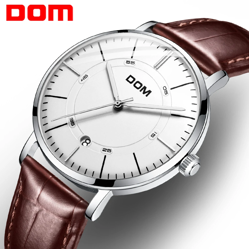 

Top Luxury DOM Watches Men Mechanical Watch Business Leather Steel Band Calendar Montre Homme Automatic Mechanical Wristwatches